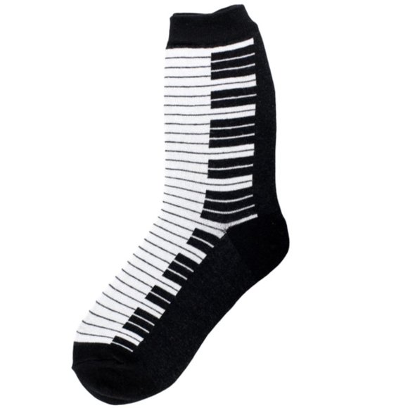 NWT Foot Traffic Piano Keyboard Crew Socks Music Stocking Stuffer Modcloth - Picture 1 of 3